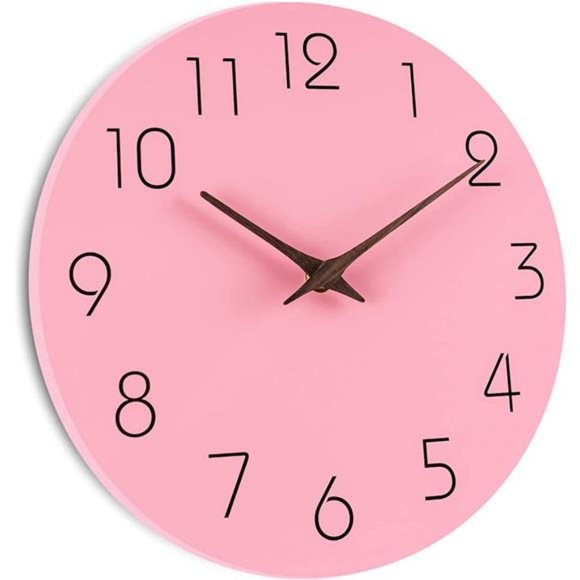 10" Silent Non Ticking Wall Clock Battery Operated - Simple Minimalist Wooden - Picture 2 of 4